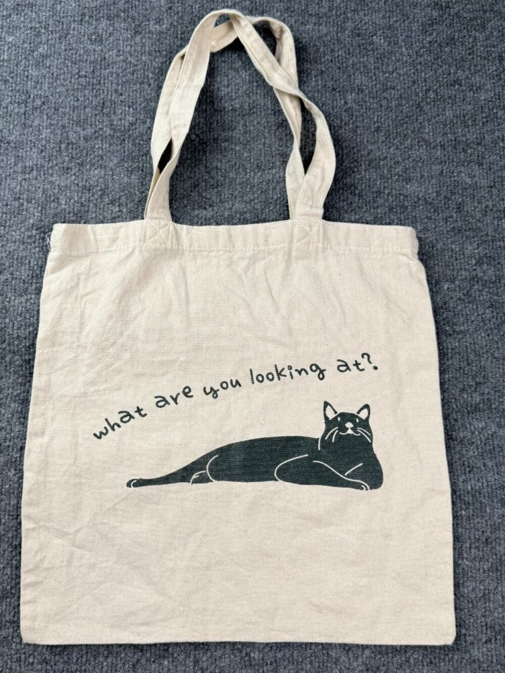 Funny Sarcastic Black Cat Canvas Tote Bag Natural Reusable Grocery Book Bag